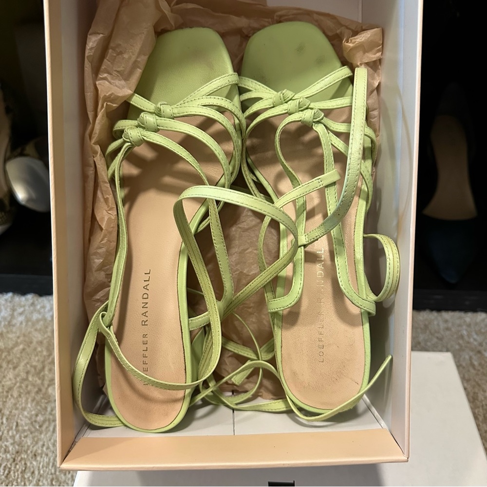 Loeffler Randall green strappy sandals
